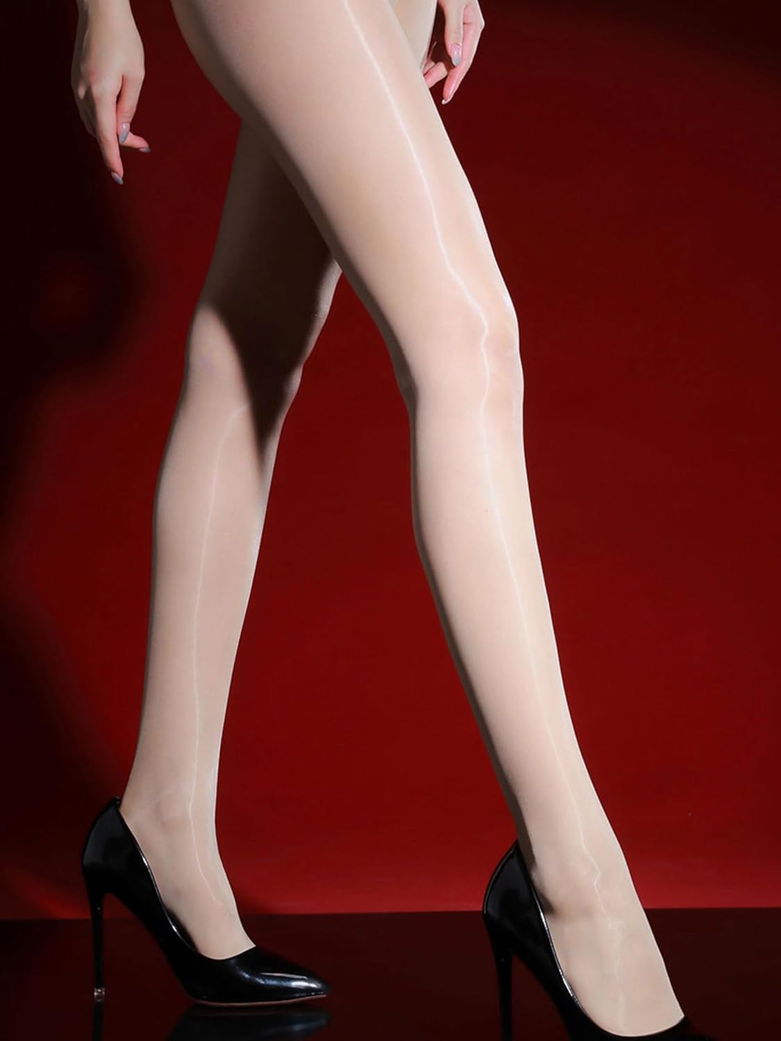 Oil Shiny Sheer Tights Gloss Pantyhose for Women Sexy Control Top Tights Butterfly Pattern Silky Stockings - Image 5