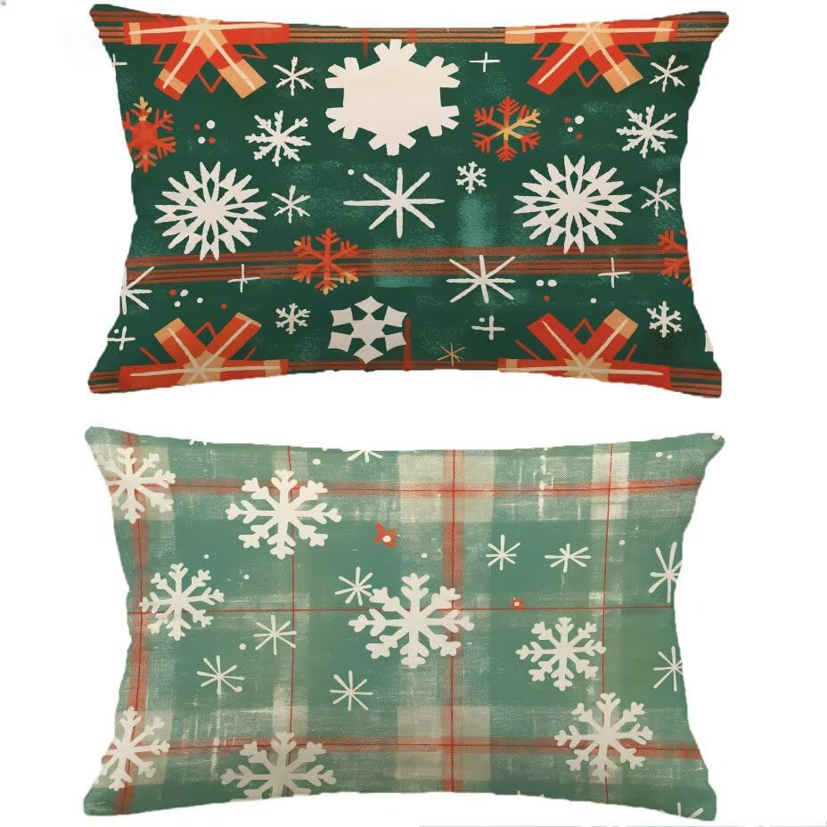 Housse de Coussin de Jardin Vert Aspect Lin pour Canapé Rattan de Terrasse