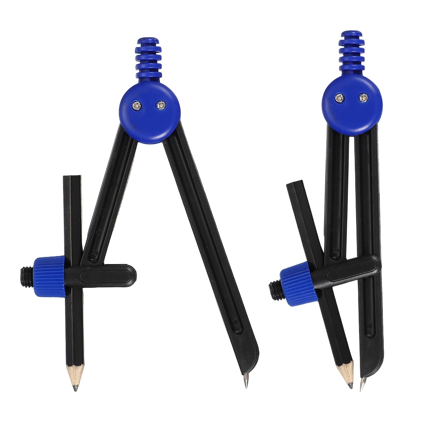 PATIKIL 2Pcs Geometry Compass, Geometric Compass with Pencil for Drawing Drafting Math Circle Marking Classroom Study Art Craft DIY Project Home Office, Blue
