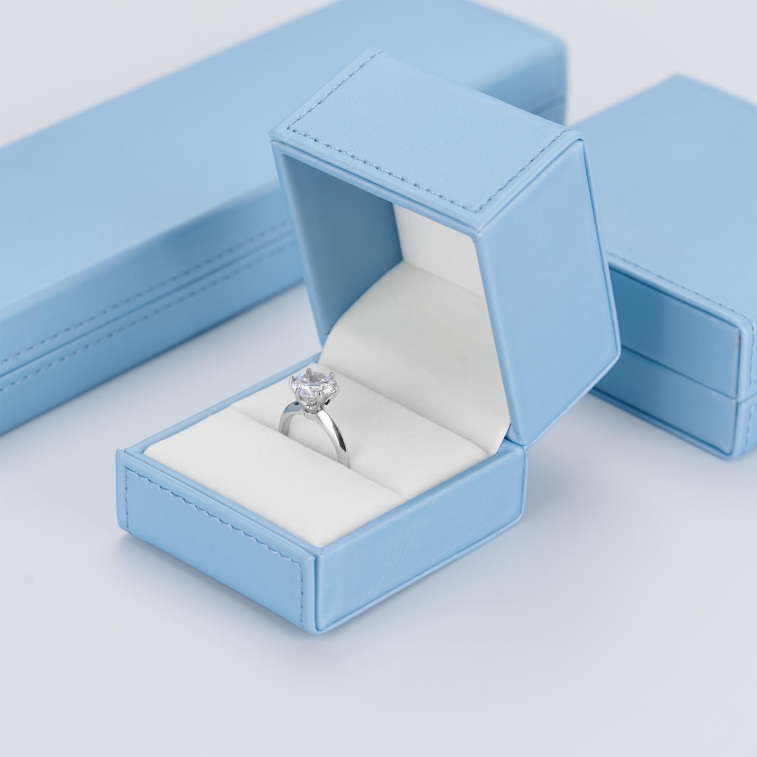 PU Leather Ring Box Velvet Interior Ring Gift Boxes image 5