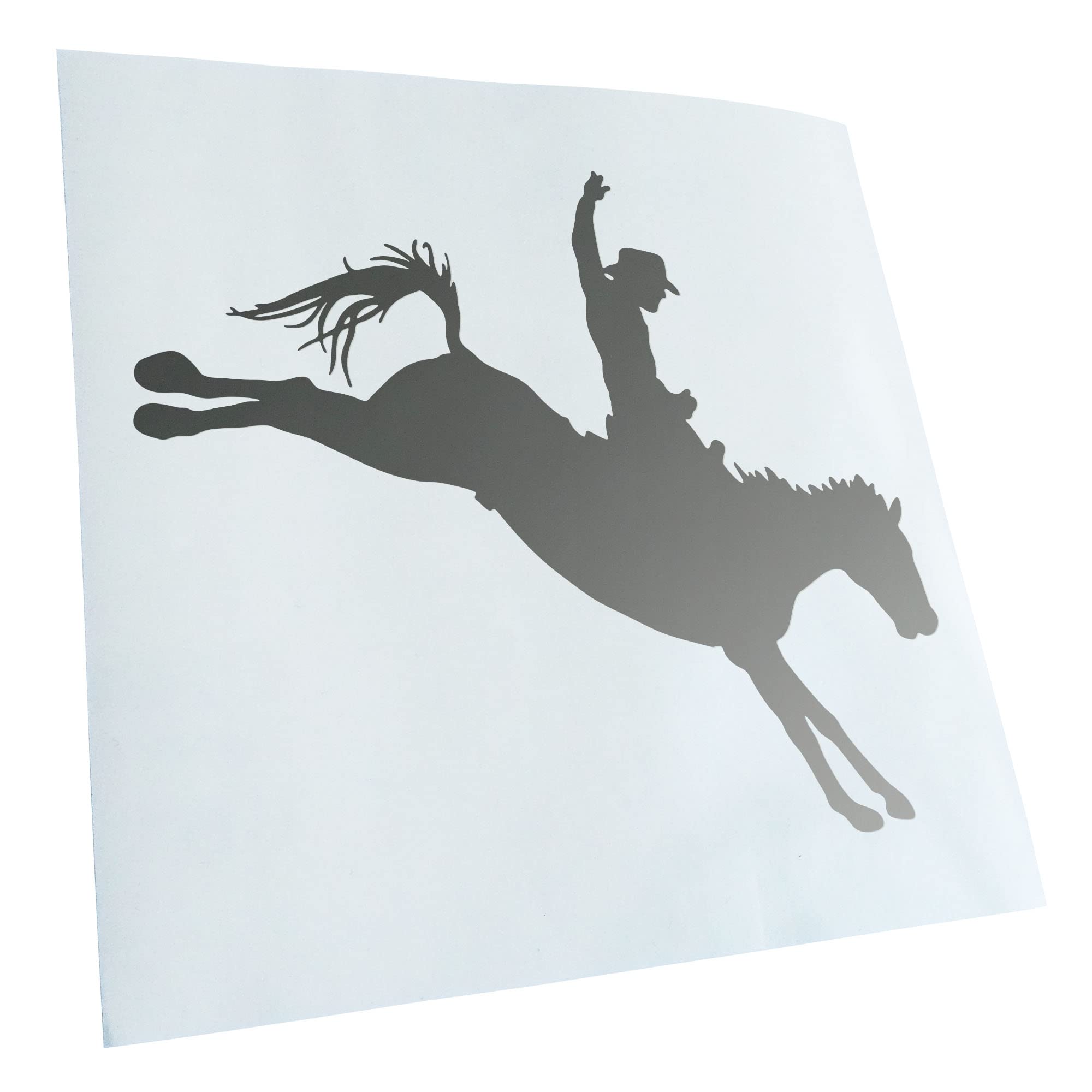 Kiwistar - Car Sticker - Silver - 40 x 33 cm Cowboy with Horse Rodeo Sticker for Car, Laptop, Bicycle, Truck, Motorcycle Multi-Coloured JDM Decal Racing