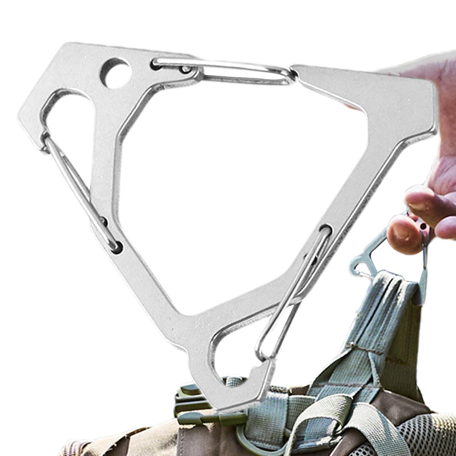 Generic Triangle Carabiner - Portable Triangle Hook | Carabiner Gear Clip and Hook for Suspending Heavy Duty Items | Stainless Steel Triangle Quick Links Heavy Duty Triangle Carabiners, White