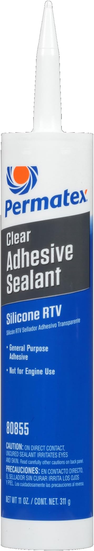 80855 Clear RTV Silicone Adhesive Sealant, Waterproof, 11 oz.