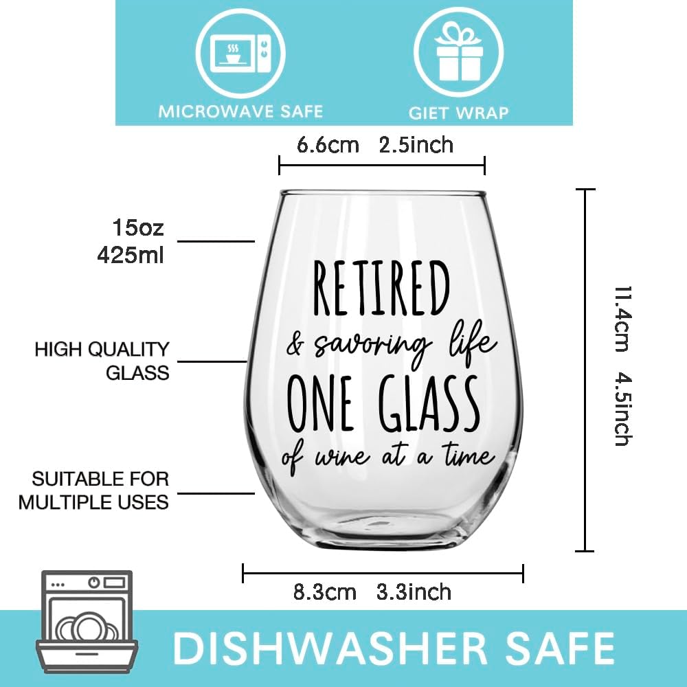 Funny Retirement Gifts for Women - Retired Wine Glass Humor Happy Retire Gift, Colleague Leaving Work Going Away Retirement Gifts, Retiring Gift for Coworker Boss Friends Mom Grandma - Image 3