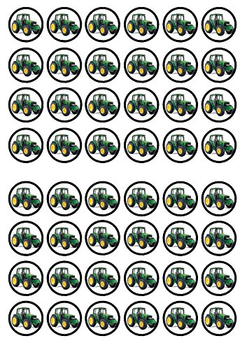 Cupcake-Aufsätze, Motiv: Traktor, 48 Stück, besonders dick, Vanillegeschmack, gesüßt, essbares Reispapier Cover