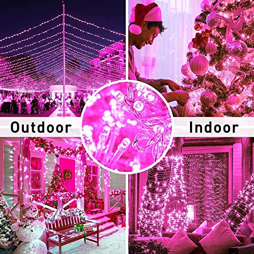 Fairy Lights Pink Room Decor Outdoor String Lights Christmas Decorations 33 Ft 100 Led Memorable Extendable Pink Lights Led Lights For Bedroom Wedding Ramadan Birthyday Party Chrismtas Lights (Pink) #TOP1