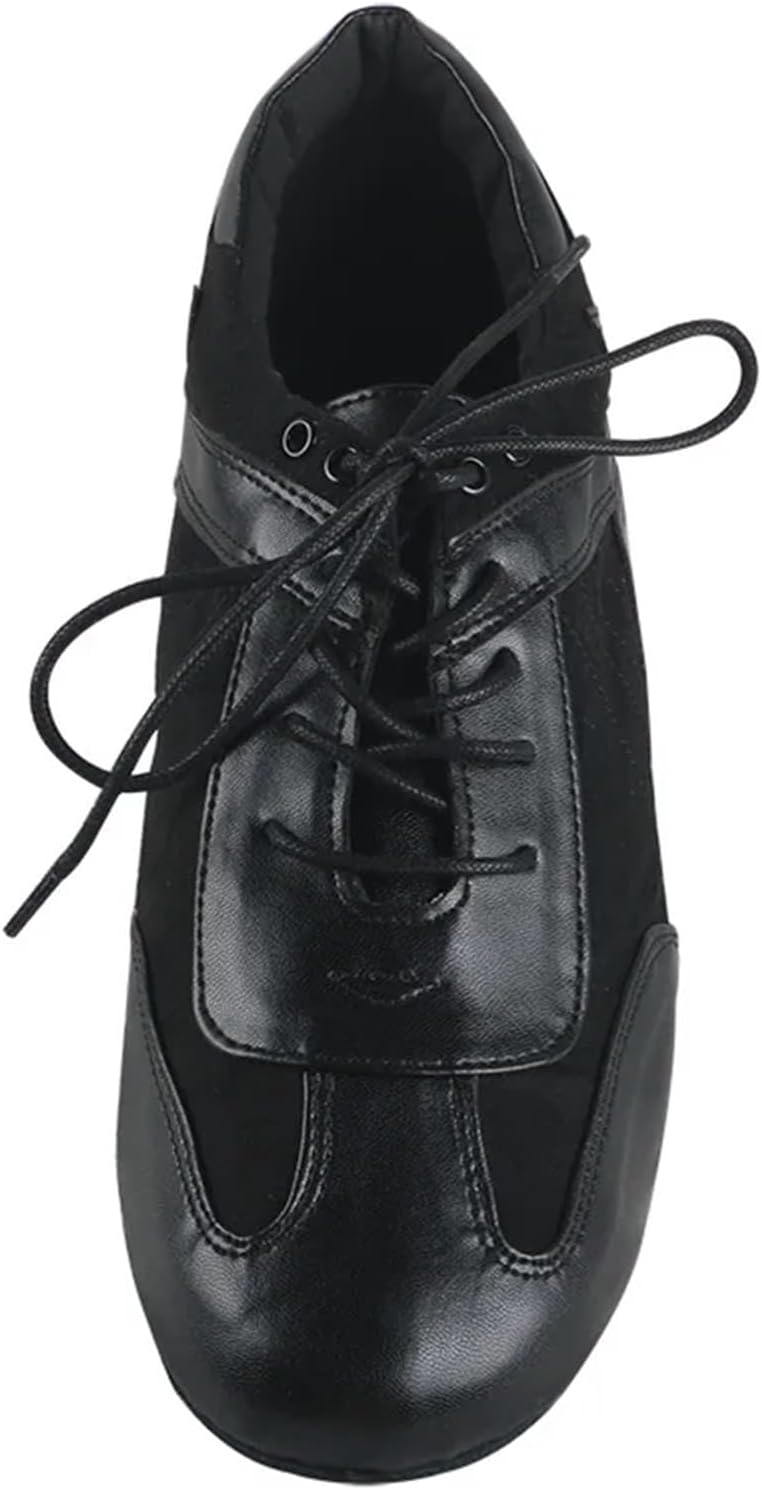 Dance Shoes Men's Practice Sneaker for Ballroom Waltz Latin Dancing Shoes Black Suede Soled Mens Dance Sneakers