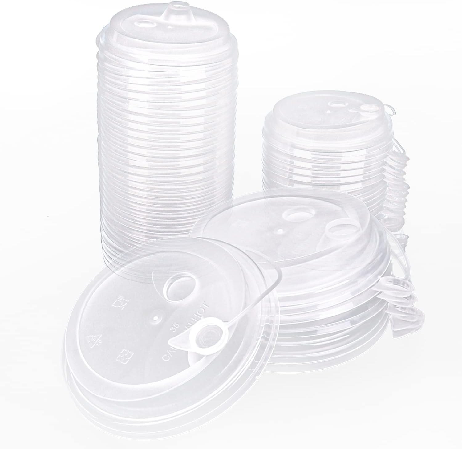 Party Hippo Disposable heavy duty Plastic Premium quality Lids only (100 count) for Disposable Hot and cold cups, Fits most 10-24 Ounce and 8 oz Squat Cups Recyclable, leak proof