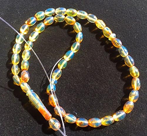 Islamic Prayer Dominican Clear Blue Amber Misbaha 45 Beads 10 in Strand