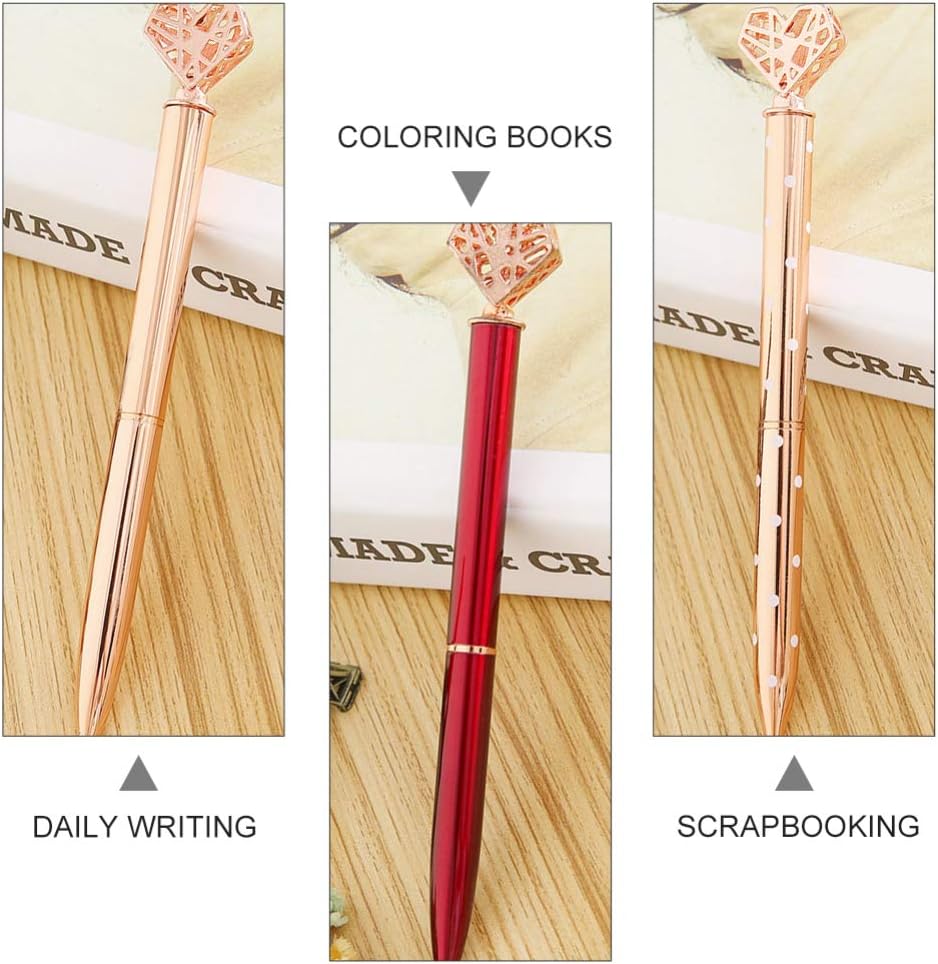 5pcs Creative Ballpoint Pens with Heart Topper Multicolor Metal Writing Pens Signature Pens Stationery Supplies School Reward Assorted Color - Image 5