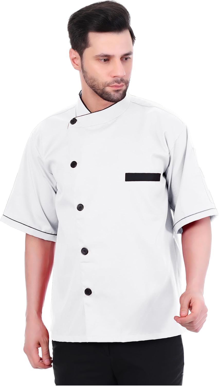 MX-45 Black Piping in Collar Chef Jacket | Chef Coat | culinary jacket | Chef Dress for Kitchen
