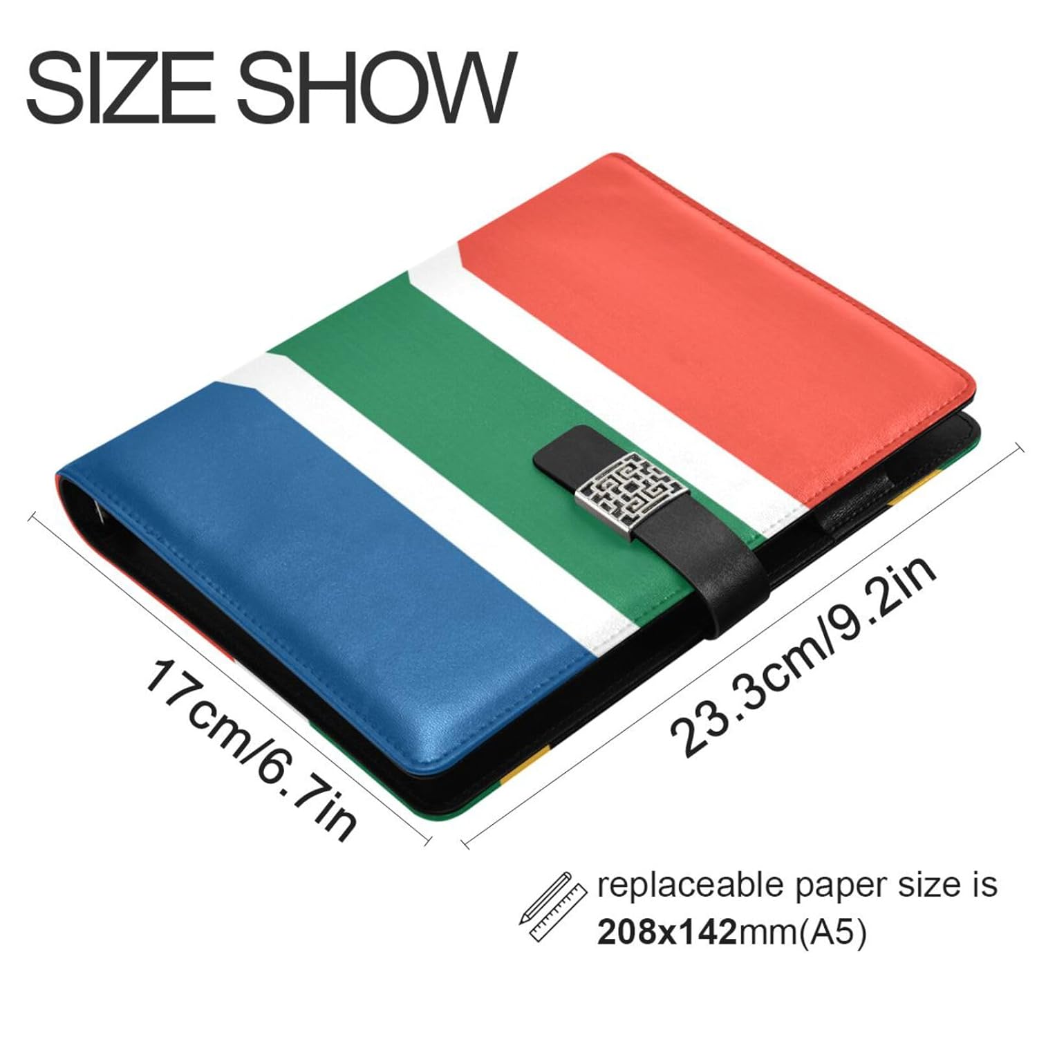 WDdZzyy Leather lined South Africa Flag South African National spiral notebook subject college ruled for travelling portable 6.7x9.2