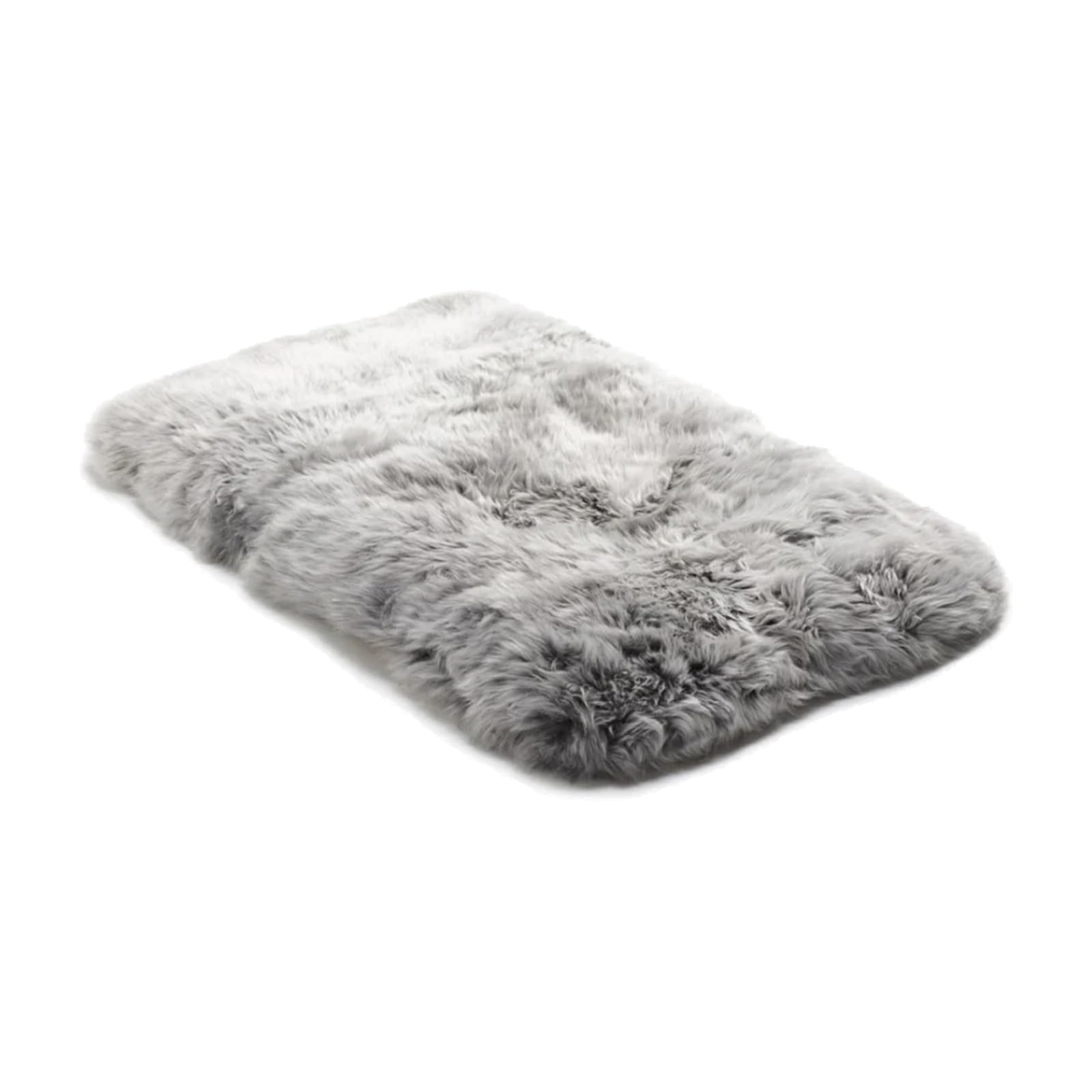 Curly Wool Sheepskin Pet Bed – 100% Genuine Natural Sheepskin for Cats and Dogs – Soft, Plush, Warm, Breathable, Durable, Odour-Resistant and Easy to Clean Luxury Pet Cushion - Large/Grey
