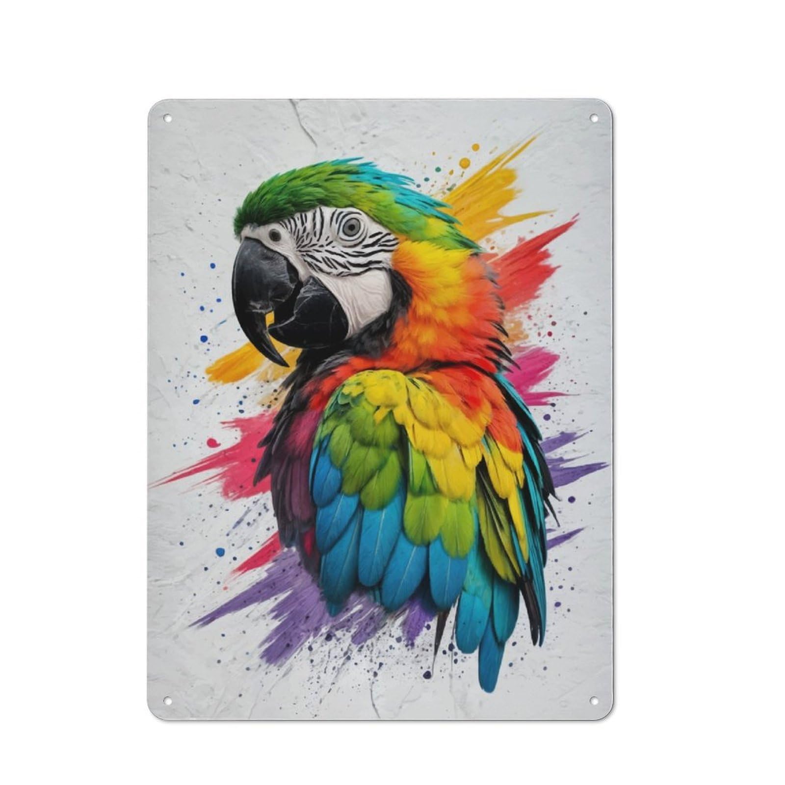 Junmoney Colorful Parrot Painting Retro Metal Plaque 40X30cm Featuring For Home Bar Wall, For Room Styling Across Home Bars And Entertaining Spaces