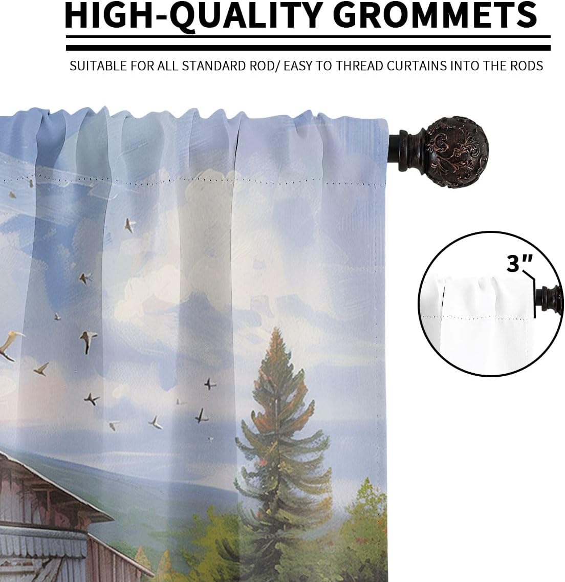 Vintage Red Tractor Blackout Curtains for Girls Boy Home Decor, Farmhouse Truck Rustic Old Barn Rod Pocket Thermal Insulated Drapes Darkening Window Curtain for Bedroom Living Room, 42 x 45 Inch