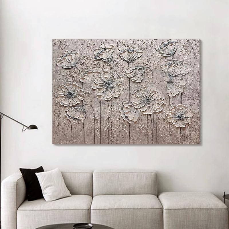 Tableau abstrait moderne peinture à l'huile sur toile 40x60cm motif floral mural sans cadre
