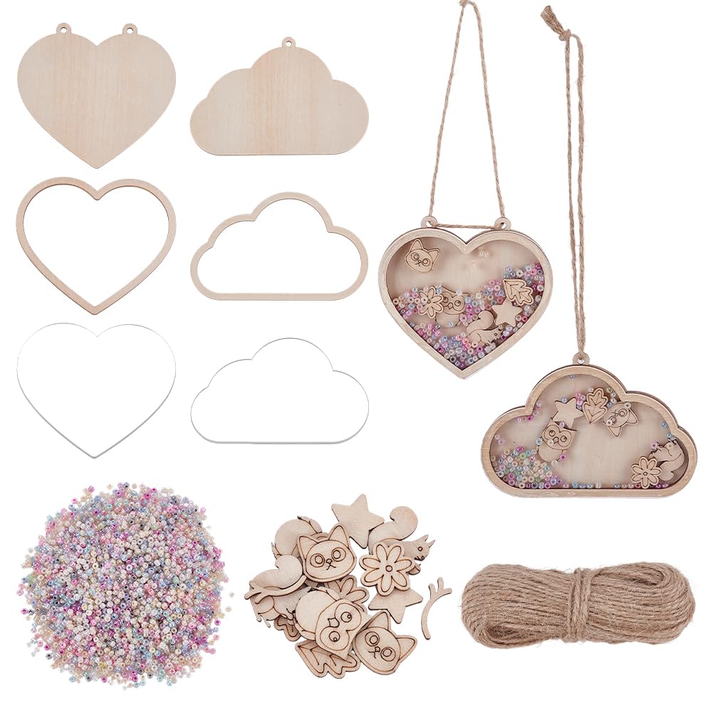Kit fabrication pendentif shaker bois coeur nuage bricolage