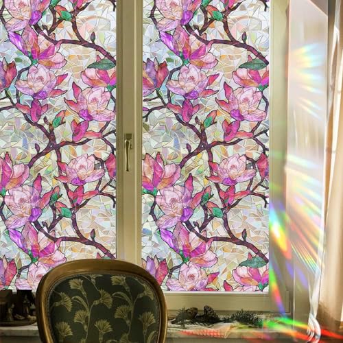 Vinilo decorativo privacidad ventana Magnolia rosa 31.5x78.7 in miniatura 3