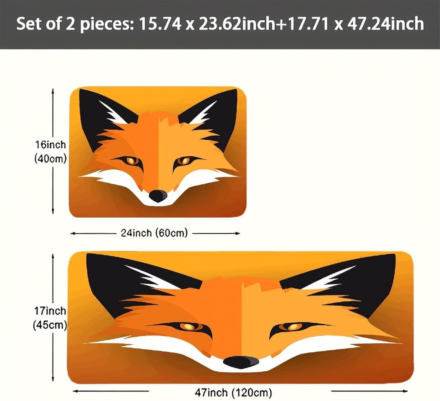 Fox Avatar Kitchen Mats with 2PCS Non-Slip Washable,Kitchen Rug Heavy Duty Durable, Floor Mats for Kitchen,Office,Sink,Laundry