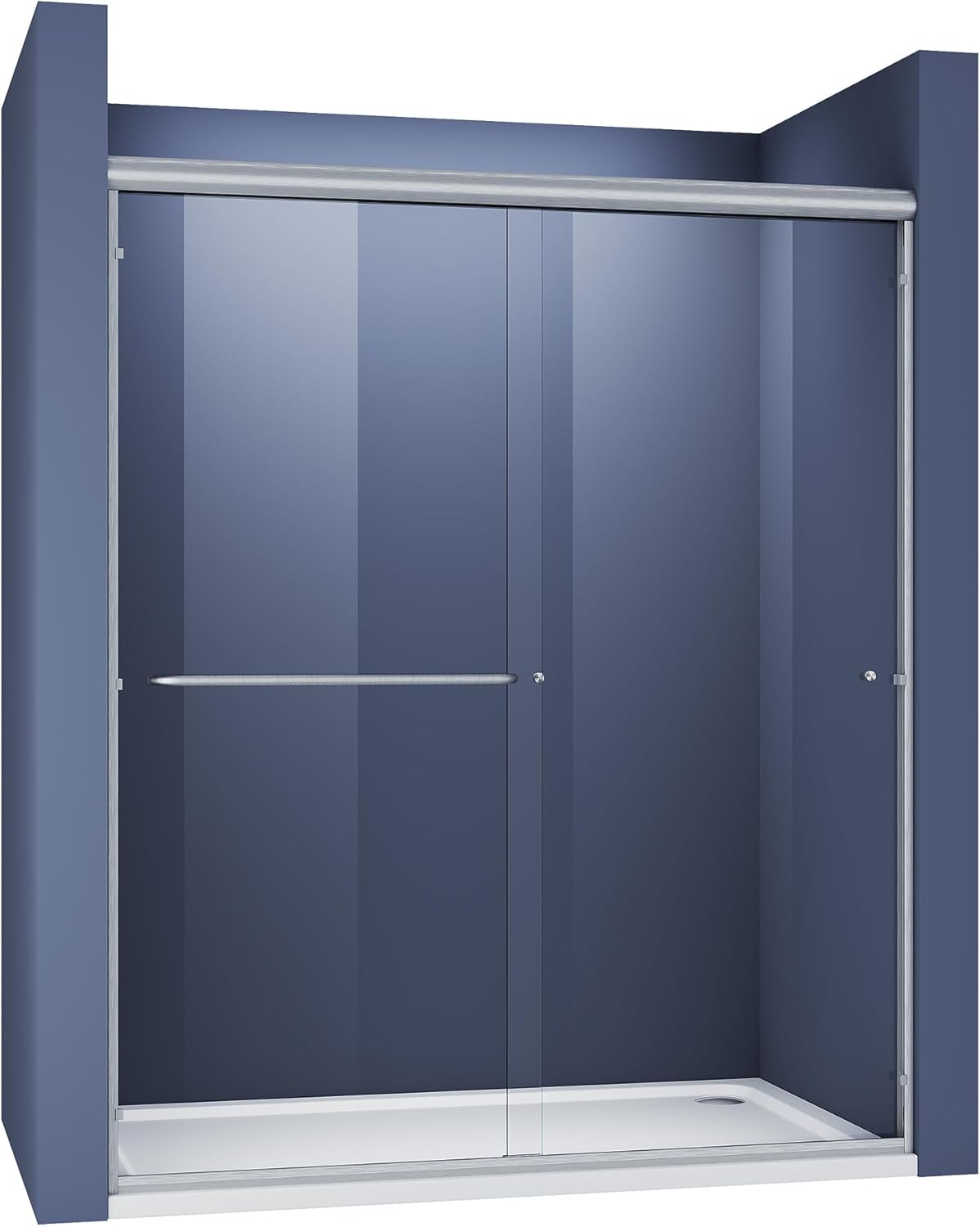SUNNY Frameless Shower Door Double Sliding Shower Doors 60" W x 72