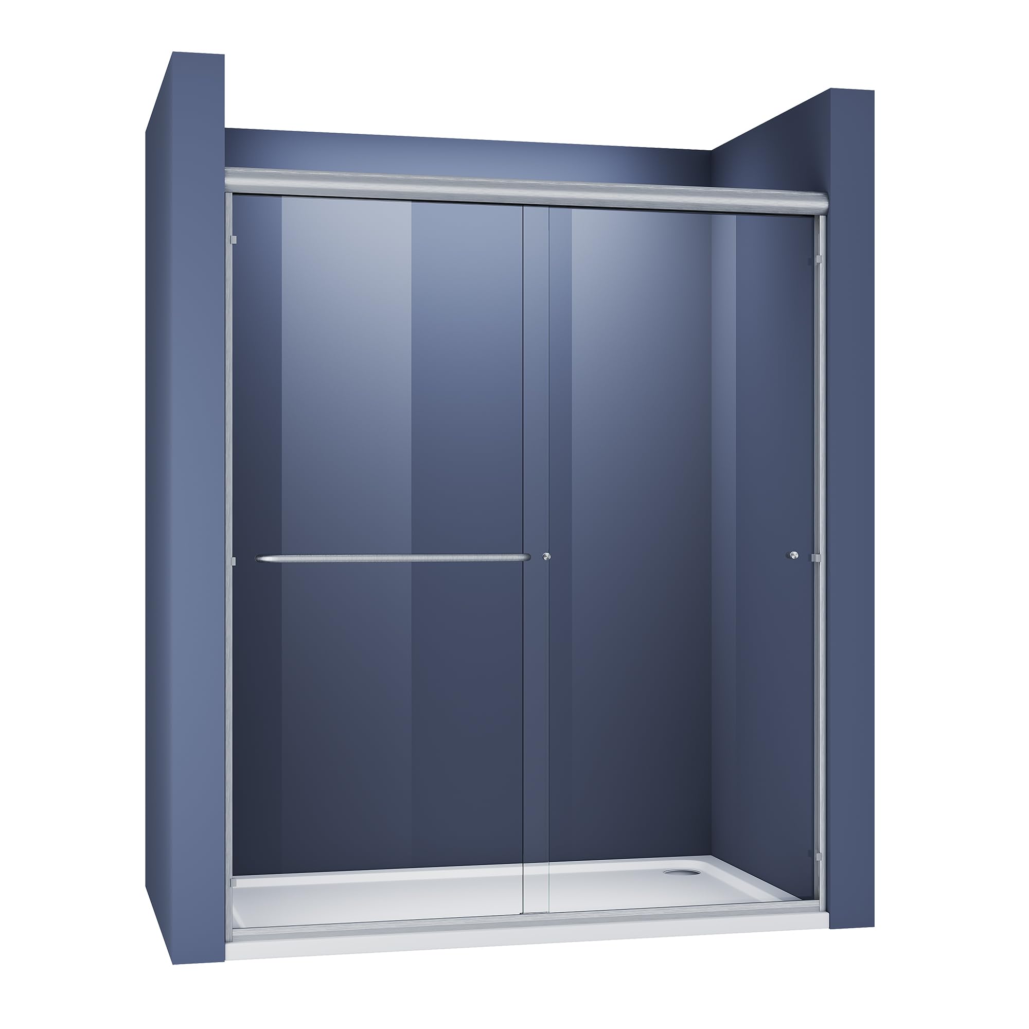 SUNNY Frameless Shower Door Double Sliding Shower Doors 60" W x 72