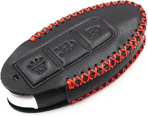 Miniatura 4 de Funda de piel negra para Nissan Versa Rogue Pathfinder 370Z Armada Juke Murano Titan Infiniti EX35 FX35 QX50 QX70 3 Botones Smart Remote Key Fob