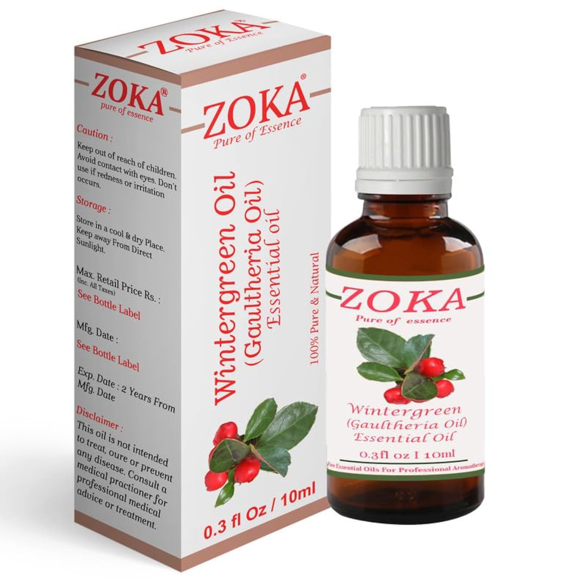 Zoka Wintergreen Essential Oil, 10ml Pack of 6