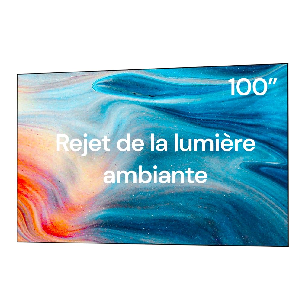 Écran Fresnel de 100 Pouces rejetant la lumière ambiante, Gain de 1,8 DB, résistance à la lumière ambiante de 85%, Conception de Type de-Speckle, Cadre Fixe 16:9 pour projecteur à Longue portée