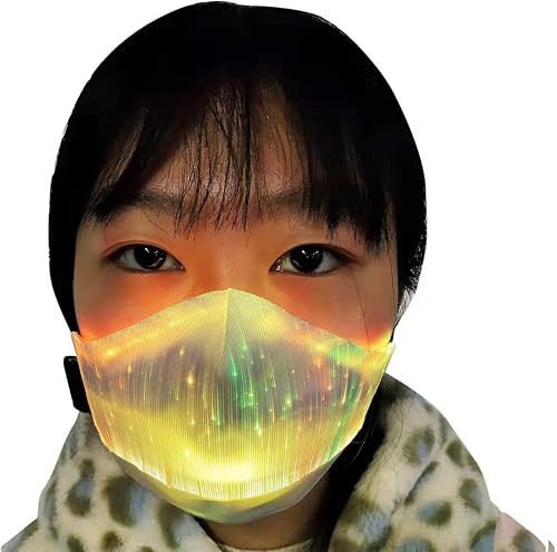 Miniatura 3 de Mascarillas LED para adultos, 7 colores de fibra óptica con luz LED para fiesta, rave, disfraz de Halloween, máscara facial para mujeres y hombres