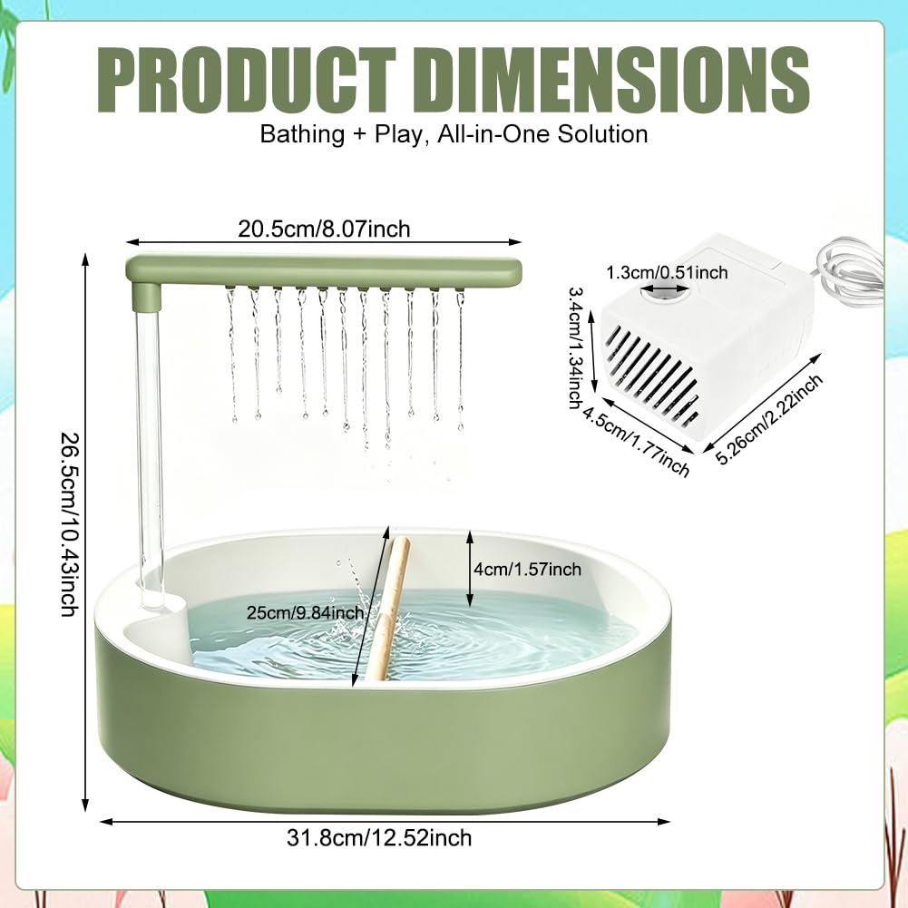 Automatische Vogel Dusche mit Zirkulationshahn, Vogelbad für Käfig, Teichbrunnen, Wassersystem für Nymphensittiche & Unzertrennliche, Vogelfreundliches Badezubehör (Oval)