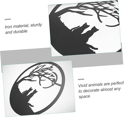 Miniatura 4 de SECFOU 1pc Pendant Retro Decor Home Decoration Statue Decor Animal Sculpture Wall Hanging Iron Tree Wall Decor Round Metal Wall Art Decor Wrought