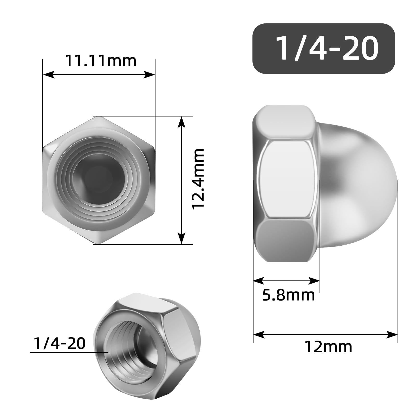 Acorn Nuts M10 Dome Stainless Steel Hex Cap Pack Of