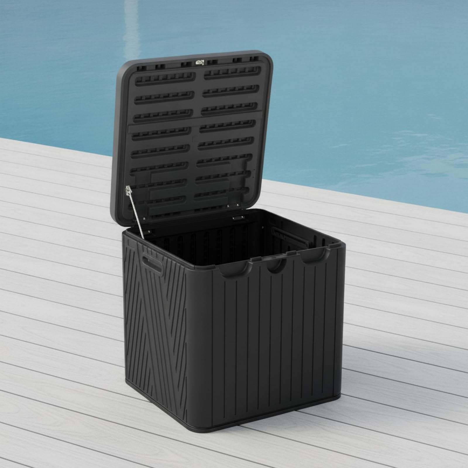 Colcolo HDPE Aufbewahrungskiste für Den Außenbereich mit Scharnierdeckel für Kissen Gartengeräte Pool Zubehör Langlebiger Lagerbehälter mit Eingebauten Griffen für Terrasse Balkon