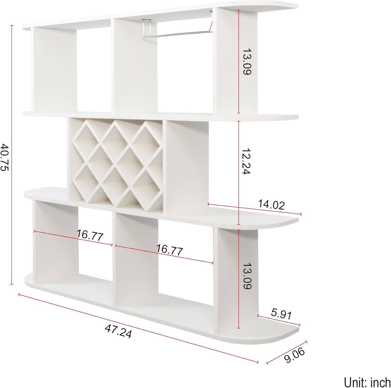 Contemporary White Wall Mounted Wine Rack - 3 Tier Rustic Storage with Wine Glass Holder for Elegant Home Bar & Dining Room Decor!