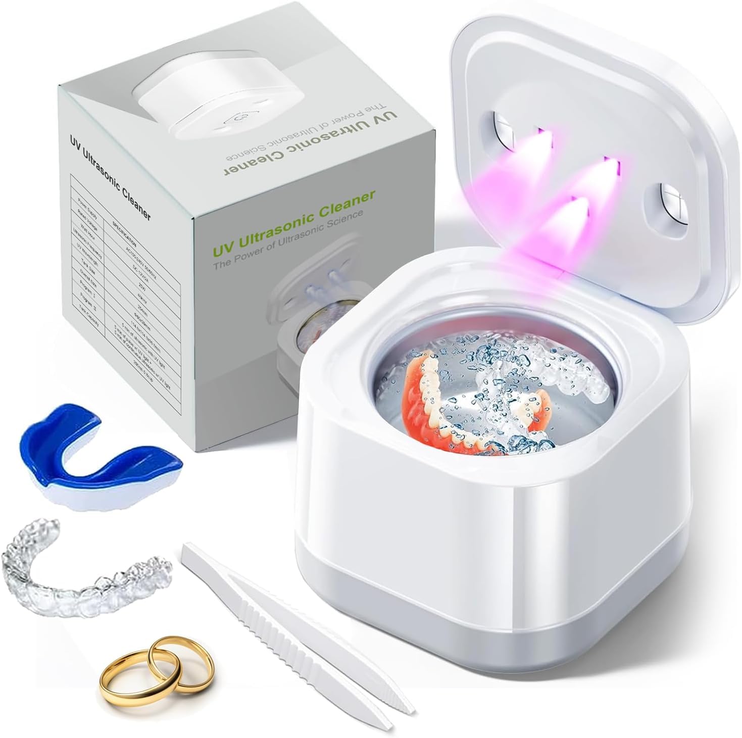 Ultrasonic U-V Retainer Cleaner Machine, 45kHz Ultrasonic Cleaner for Dentures, Retainer, Mouth Guard, Aligner, Toothbrush Head, 200ML Ultrasonic Cleaning Machine for All Dental Appliances-picture-30