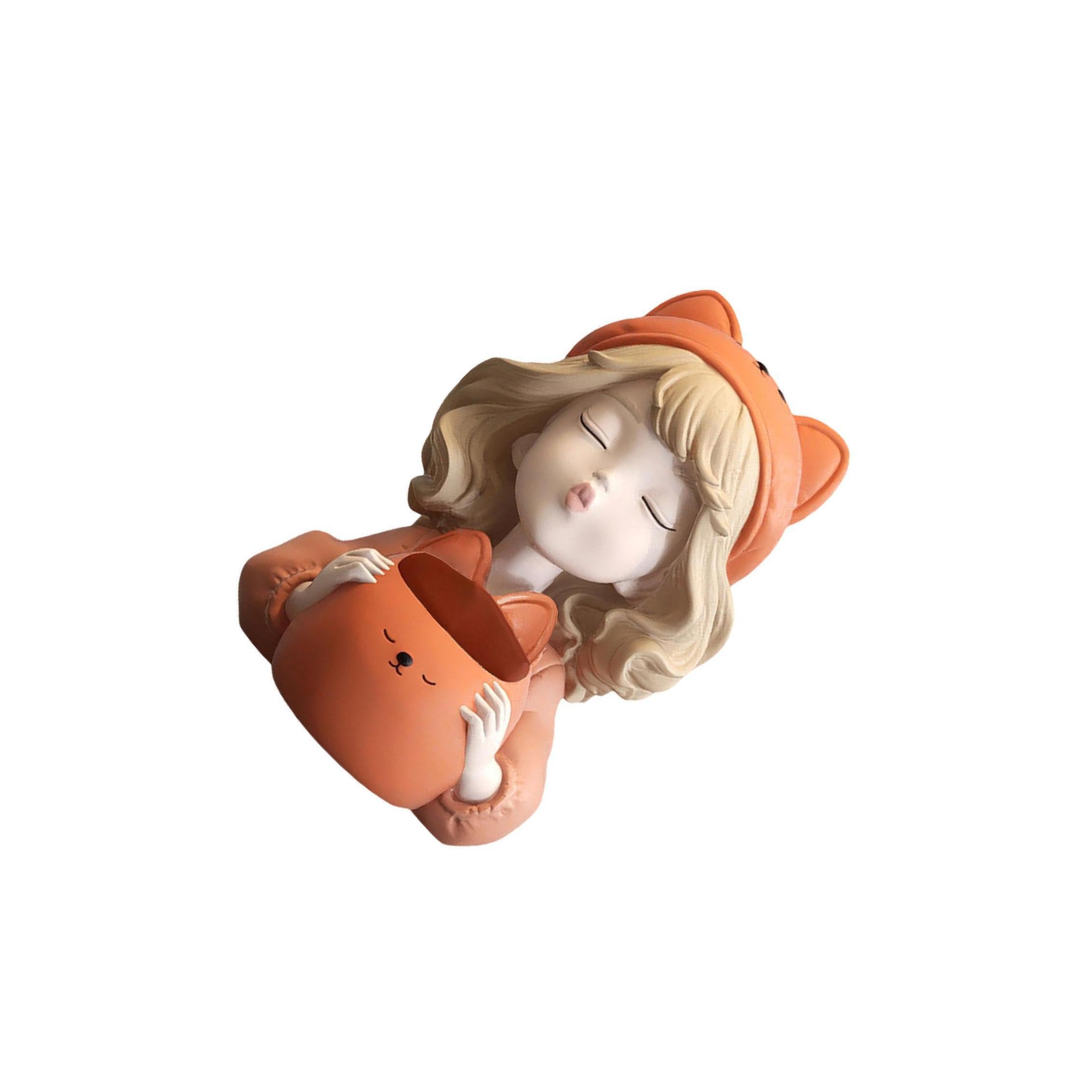 TWISAXC Unique Home Decor Piece Girl Statue Entryway Candy Bowl Decorative Figurine Pen Holder Key Bowl Organizer Etc.