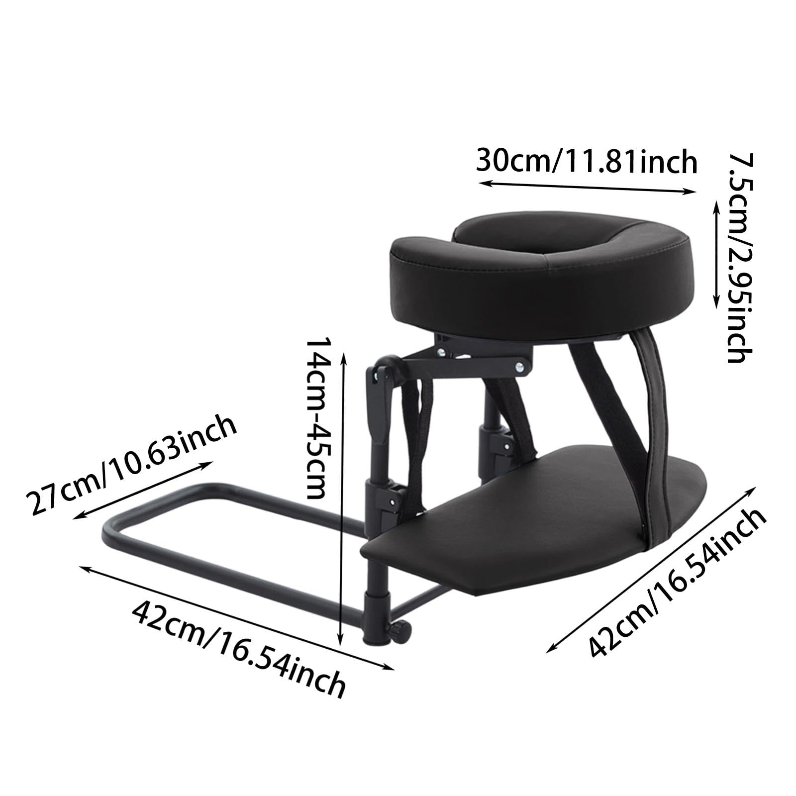 MagiDeal Reposacabezas para Colchón, Kit de Masaje para el Hogar, Almohada de Masaje Boca Abajo Altura Ajustable, Multifunción Cojín de Relajación Facial para Cama de Belleza, SPA, Salón, Negro