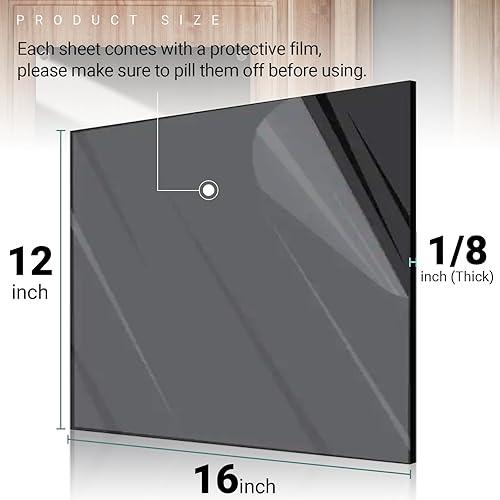 Vista 76 de Paquete de 2 láminas de acrílico transparente de 12 x 24 pulgadas, 1/8 pulgadas de grosor; uso para proyectos de manualidades, letreros, protector