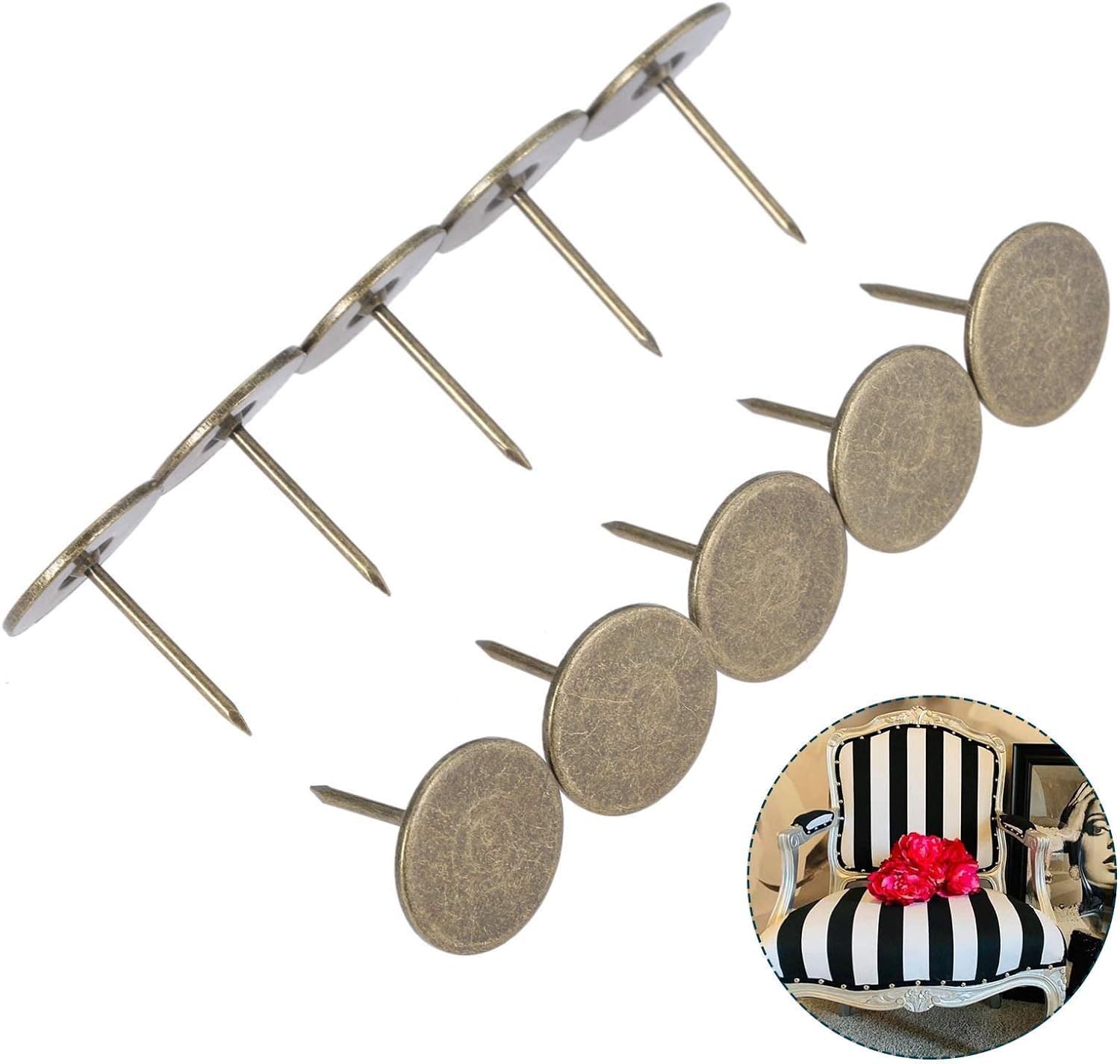 Tachuelas de tapicería, Caja de Madera de 10x22mm for Muebles, chinchetas de Cabeza Plana de Metal, Tachuelas Decorativas, alfileres de Bronce Antiguo, 10 Uds.