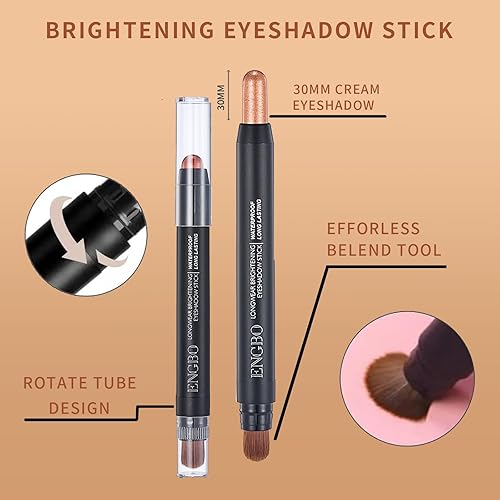 Kyannkra Eyeshadow Stick Glitter Matte Nude Eye Makeup smoky eyes makeup Long Lasting Quick-Drying Smooth E10(E10)
