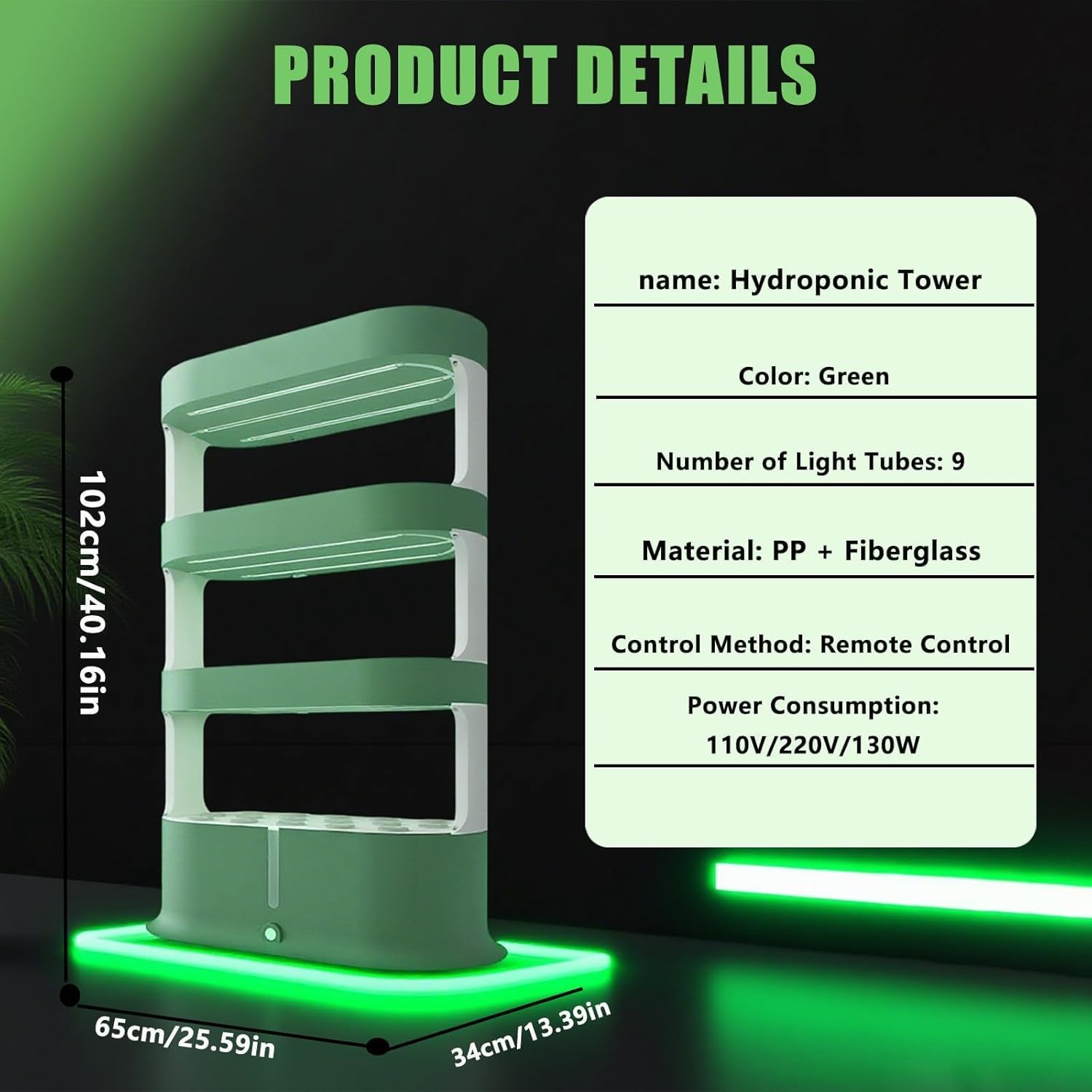 Indoor Hydroponics Growing System Kit, 3-Layer Hydroponic Tower with LED Grow Light, Large Capacity Indoor Garden for Herbs, Vegetables & Flowers