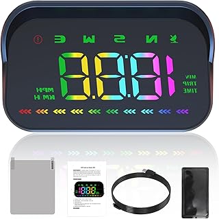 Windshield Heads Up Display for Car GPS Digital Speedometer for Car HUD Projector Car Speedometer Display with Compass, Time, Driving Distance, Overspeed Alarm, Fatigue Driving Alarm