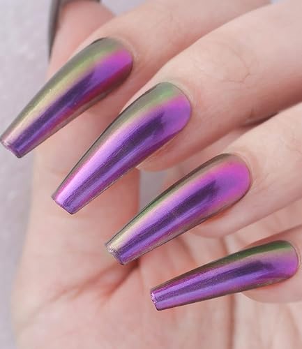 Miniatura 9 de Major Dijit Chameleon - Esmalte de uñas holográfico con purpurina de secado rápido, esmalte de uñas cromado iridiscente brillante (02)