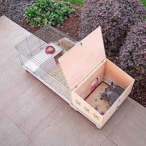 Ferplast Krolik Extra-Large Rabbit Cage w/ Wood Hutch Extension Rabbit Cage Includes All Accessories and Measures 55.9L x 23.62W x 19.68H and Includes ALL Accessories