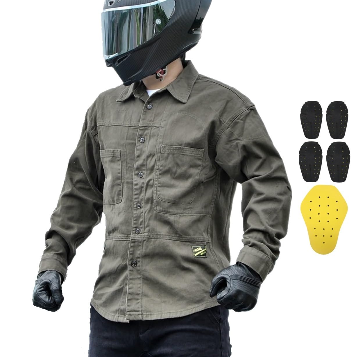 Chemise Moto Hommes Résistant à l'eau et Durable en Toutes Saisons avec 5x CE Protector