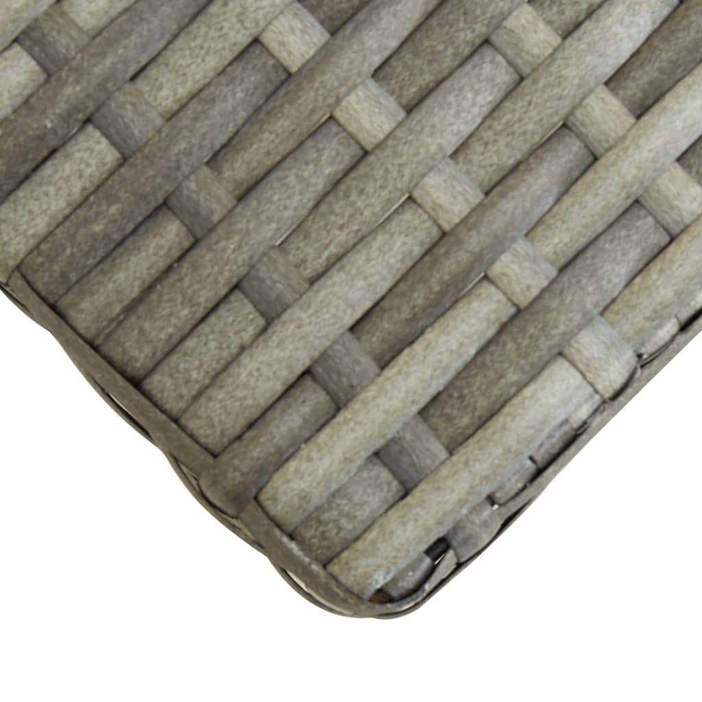 Banco de jardín de 120 cm, gris, polirratán con patas de acacia de madera maciza, banco de ratán sintético resistente a la intemperie, para terraza, jardín y piscina, fácil de limpiar y