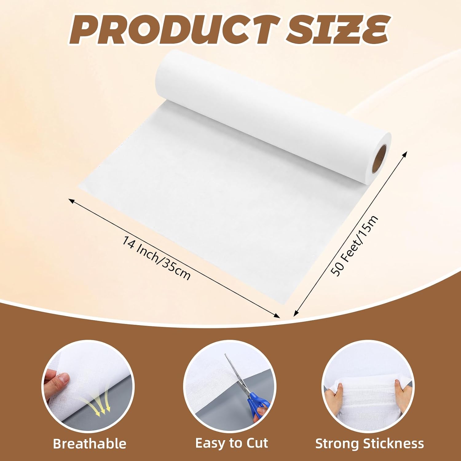 Moukeren 14" x 50 Ft T-Shirt Quilt Fusible Interfacing Stabilizer, Cotton Iron-On Backing for T-Shirt Quilts, Memory Quilt Stabilizer for Sewing, Quilting and DIY Projects