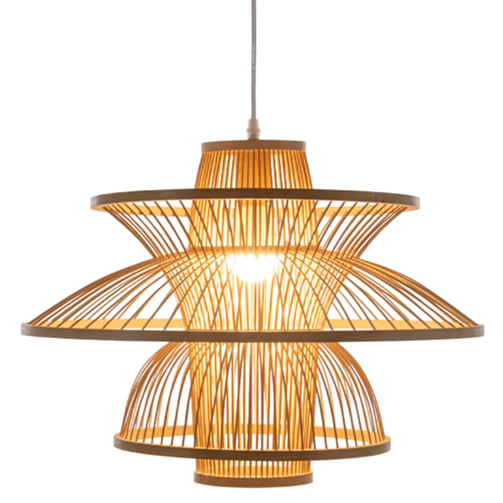 AYQJMD Large Rattan Chandelier, Boho Coastal Pendant Lights, Woven Wicker Pendant Light Fixture Modern Style Ceiling Hanging Lamp for Kitchen Island Dining Room Living Room Porch