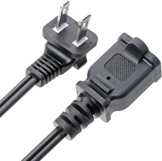 Right Angled Polarized US 2-Prong Male-Female Extension Power Cord, Outlet Extension Cord US AC 2-Prong Male/Female Power Cable 13A/125V, Nema 1-15P to 1-15R (6FT)
