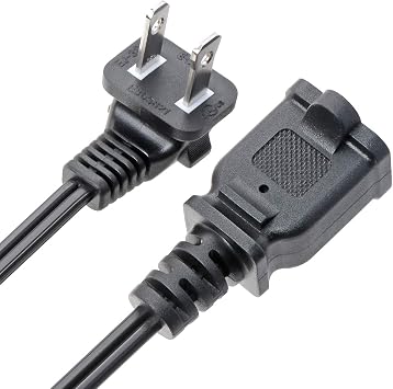 Right Angled Polarized US 2-Prong Male-Female Extension Power Cord, Outlet Extension Cord US AC 2-Prong Male/Female Power Cable 13A/125V, Nema 1-15P to 1-15R (6FT)